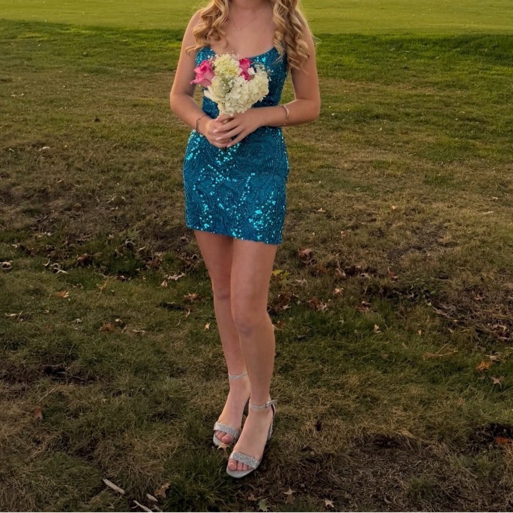 Sparkling Teal Sequin Dress